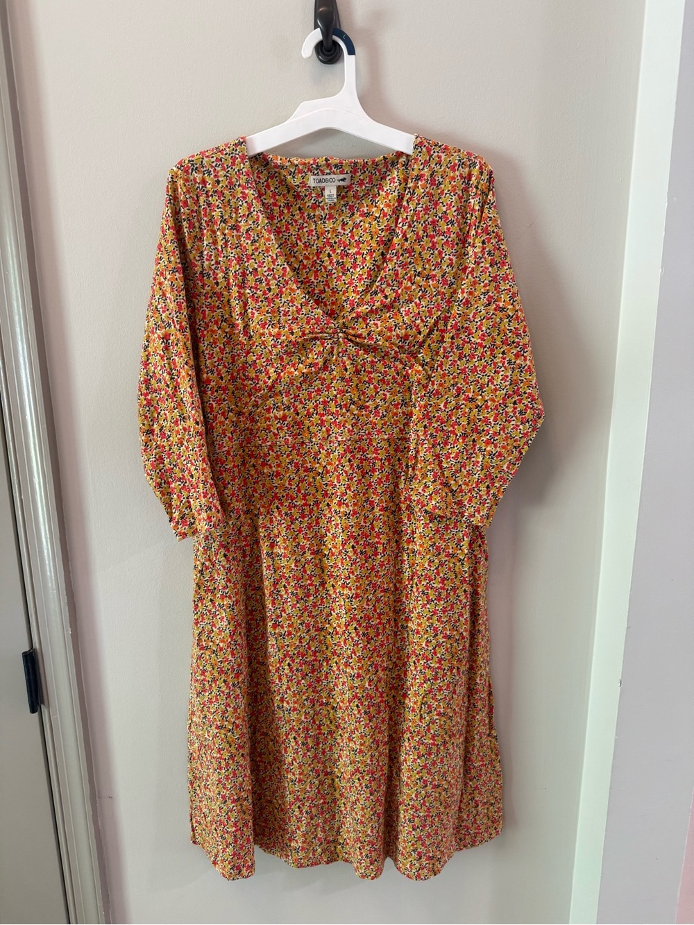Toad&Co Yellow Floral Twist-Front Dress